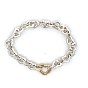 Tiffany & Co Sterling/18K Heart Link Bracelet - 8"